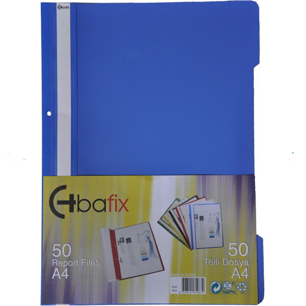 Bafix Telli Dosya Plastik XL Mavi A4 X 50 Adet