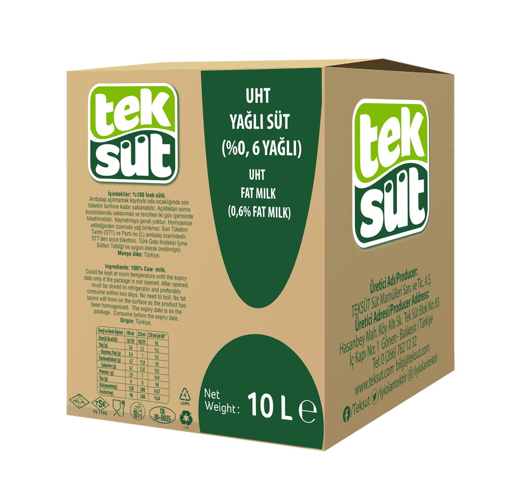 Teksüt Süt %3 Yağlı Box 10 lt X 1 Adet