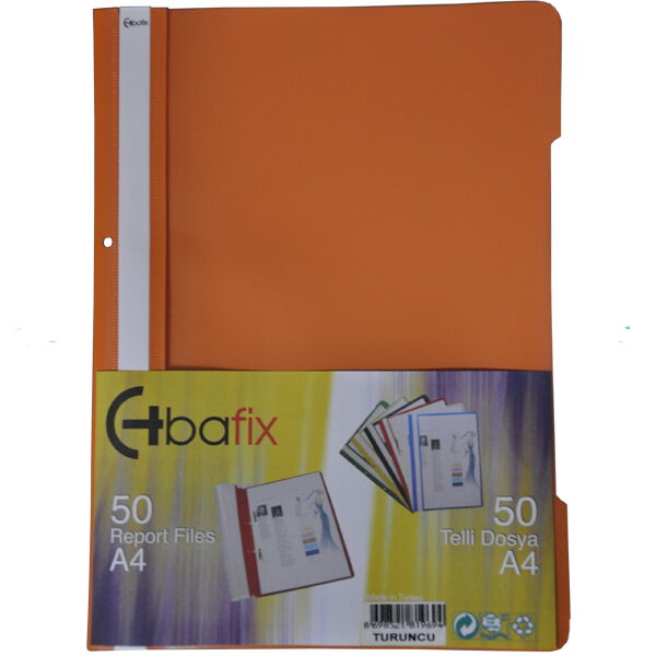 Bafix Telli Dosya Plastik XL Turuncu A4 X 50 Adet