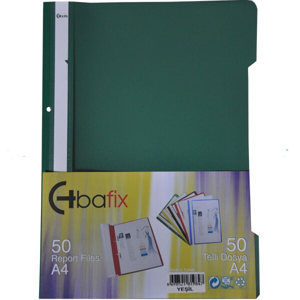 Bafix Telli Dosya Plastik XL Yeşil A4 X 50 Adet