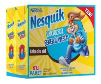 Nestle Nesquik Şekersiz Kakaolu Süt 180 ml X 6 Adet