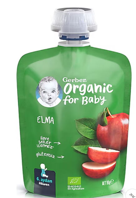 Gerber Organic Pirinçli,Buğdaylı,Muzlu,Ahududulu Bebek Atıştırmalığı 35 gr X 1 Adet
