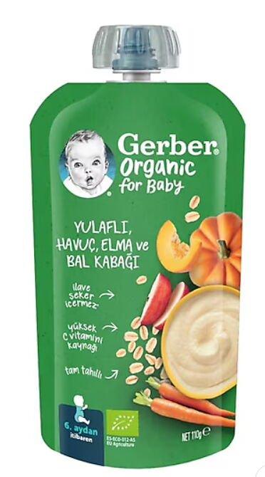 Gerber Organic Porridge Apple Banana Strawberry 110 gr X 1 Adet