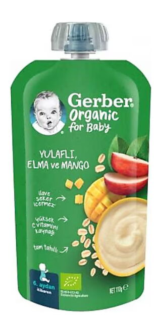 Gerber Organik Yulaflı Elma ve Mango Püre 110 gr X 1 Adet