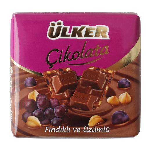 Ülker Kare Çikolata Üzüm-Fındık 60 gr X 6 Adet