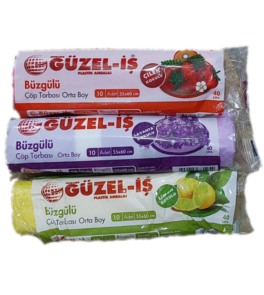 Güzel-İş Çöp Poşeti Büzgülü Orta Boy Limon 10'lu X 12 Adet