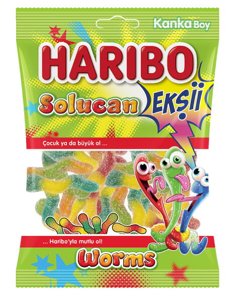 Haribo Jelion Fizz Worms 70 gr X 24 Adet