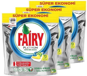 Fairy Platinium Hepsi Bir Arada Tablet 72'li X 3 Adet  #1